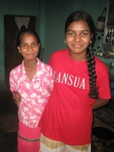 Two of Babaji's grandchildren, Priya and Pradnya